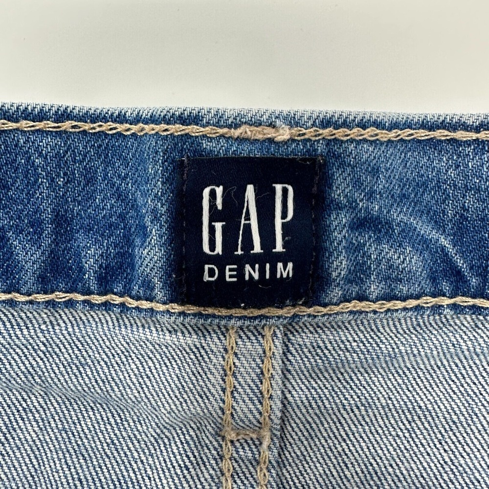 Gap Woman's 6 / 28 Denim Skirt Raw Hem‎ High Waist Distressed Stretch Button Fly - Picture 3 of 5